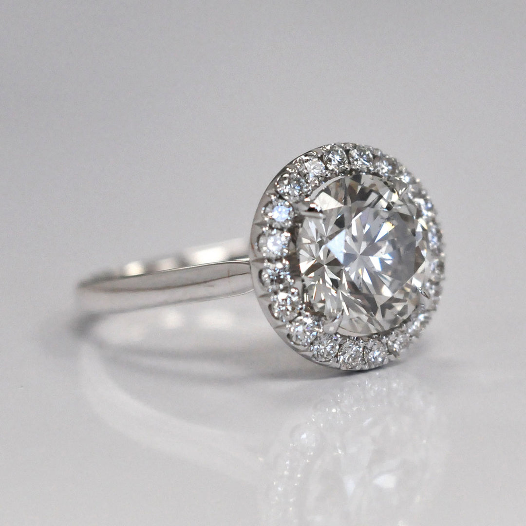 white gold natural diamond (~3.0 ct ) halo engagement ring
