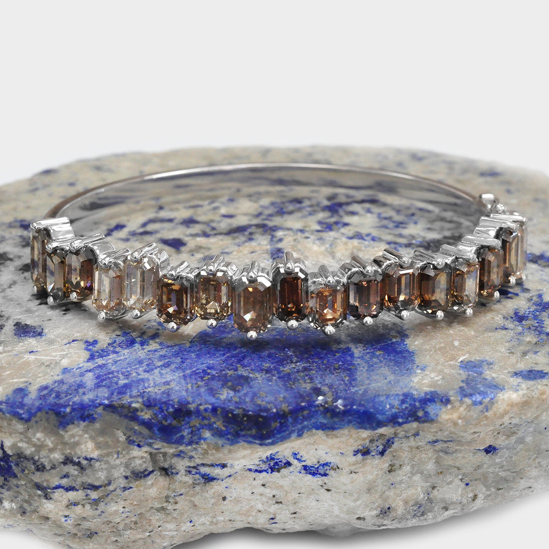 Unique Brown Diamonds Bangle in White Gold