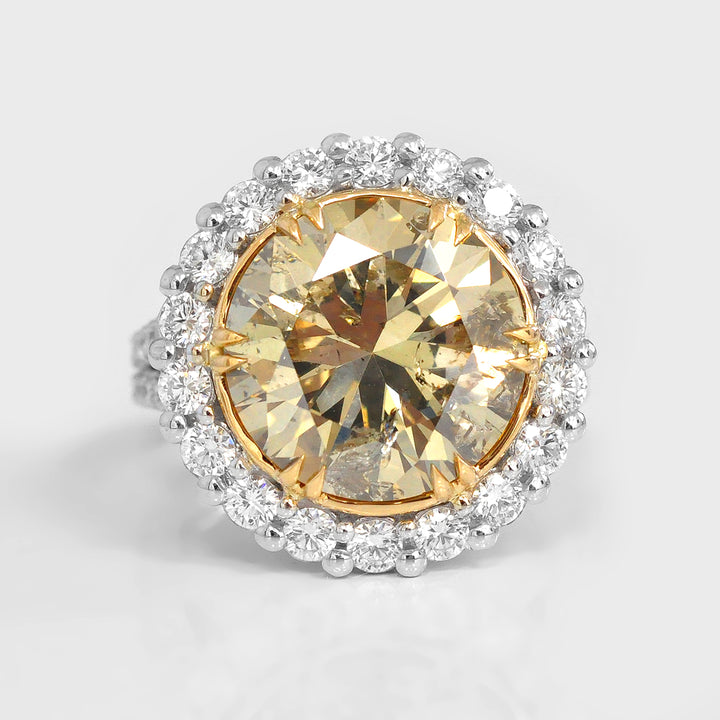 Magnificent 8 carat Yellow Diamond Halo Ring