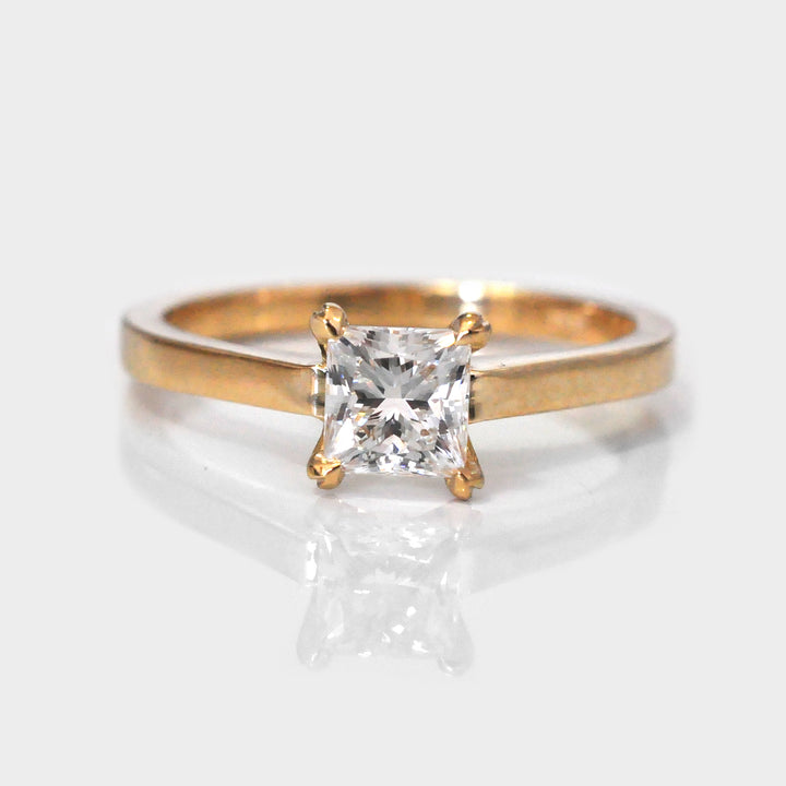 Asscher Cut White Diamond Ring