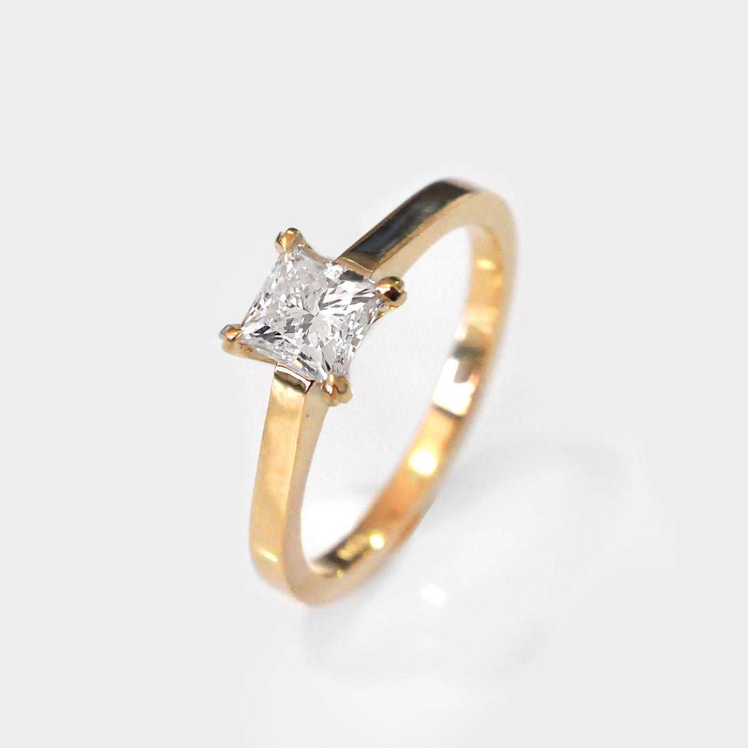 Asscher Cut White Diamond Ring