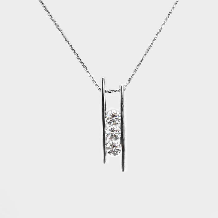 3 White diamonds PARALLEL LINES NECKLACE