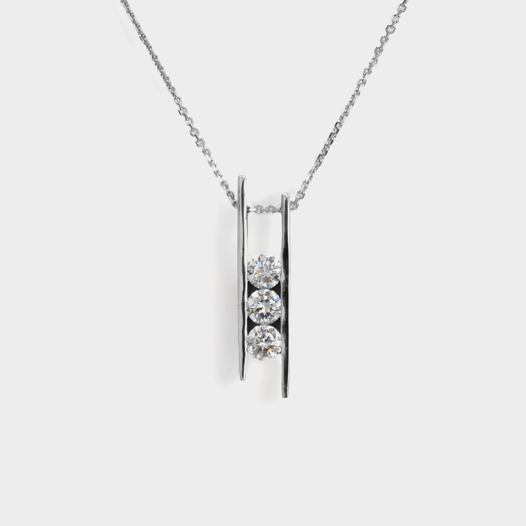 3 White diamonds PARALLEL LINES NECKLACE