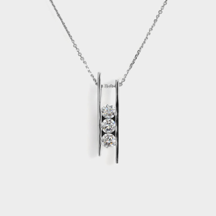 3 White diamonds PARALLEL LINES NECKLACE
