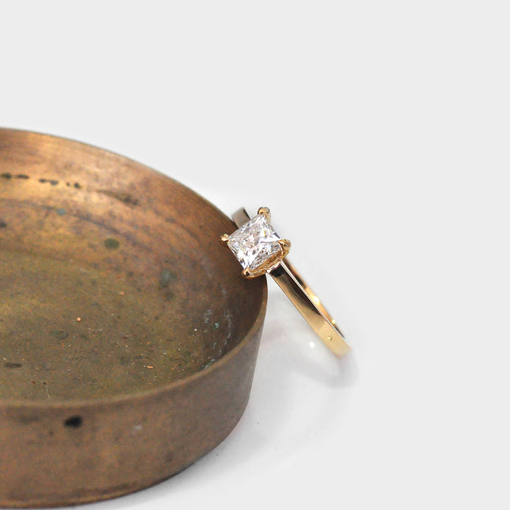 Asscher Cut White Diamond Ring