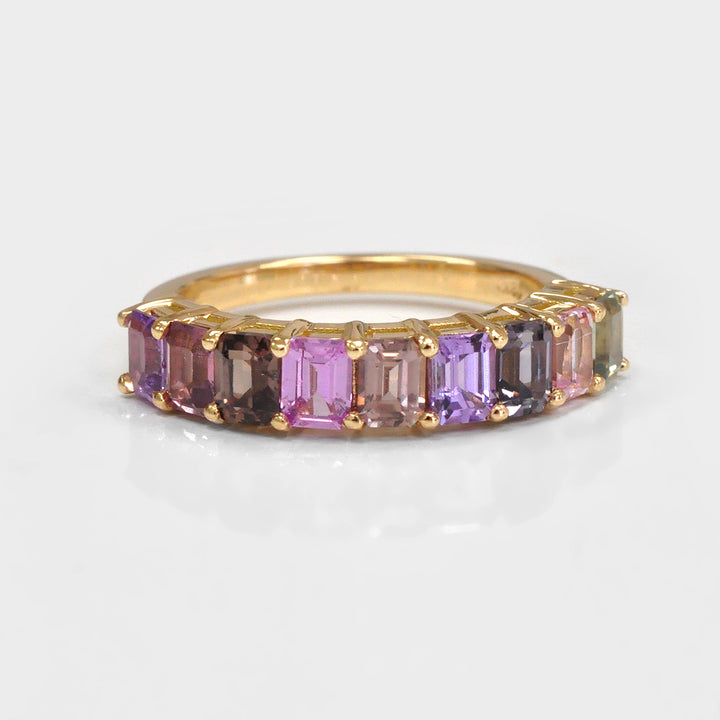 2.50 carat Fancy Colors Mix Sapphires Half Eternity Ring