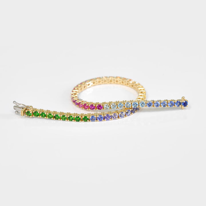 Colorfull Gemstones Bracelet in Yellow Gold