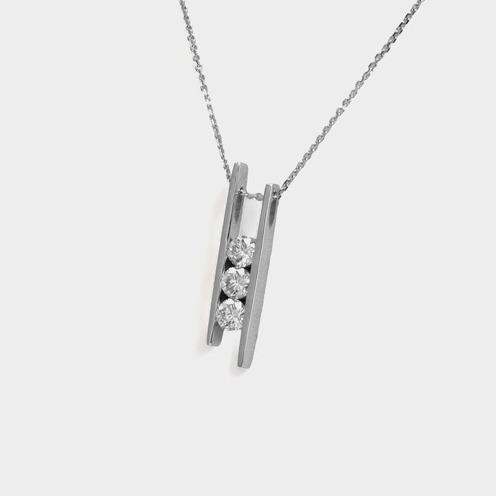 3 White diamonds PARALLEL LINES NECKLACE