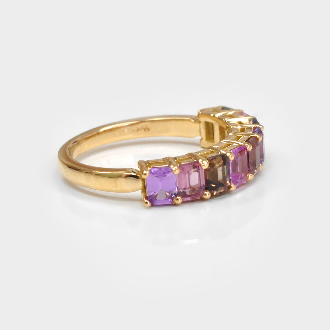 2.50 carat Fancy Colors Mix Sapphires Half Eternity Ring
