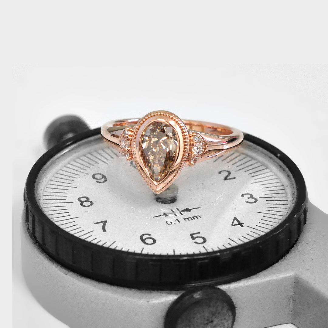 14k Rose Gold Pear Shape Engagement Diamonds Ring
