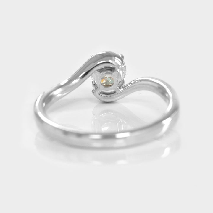 White Diamond twist style Solitaire Ring in White Gold