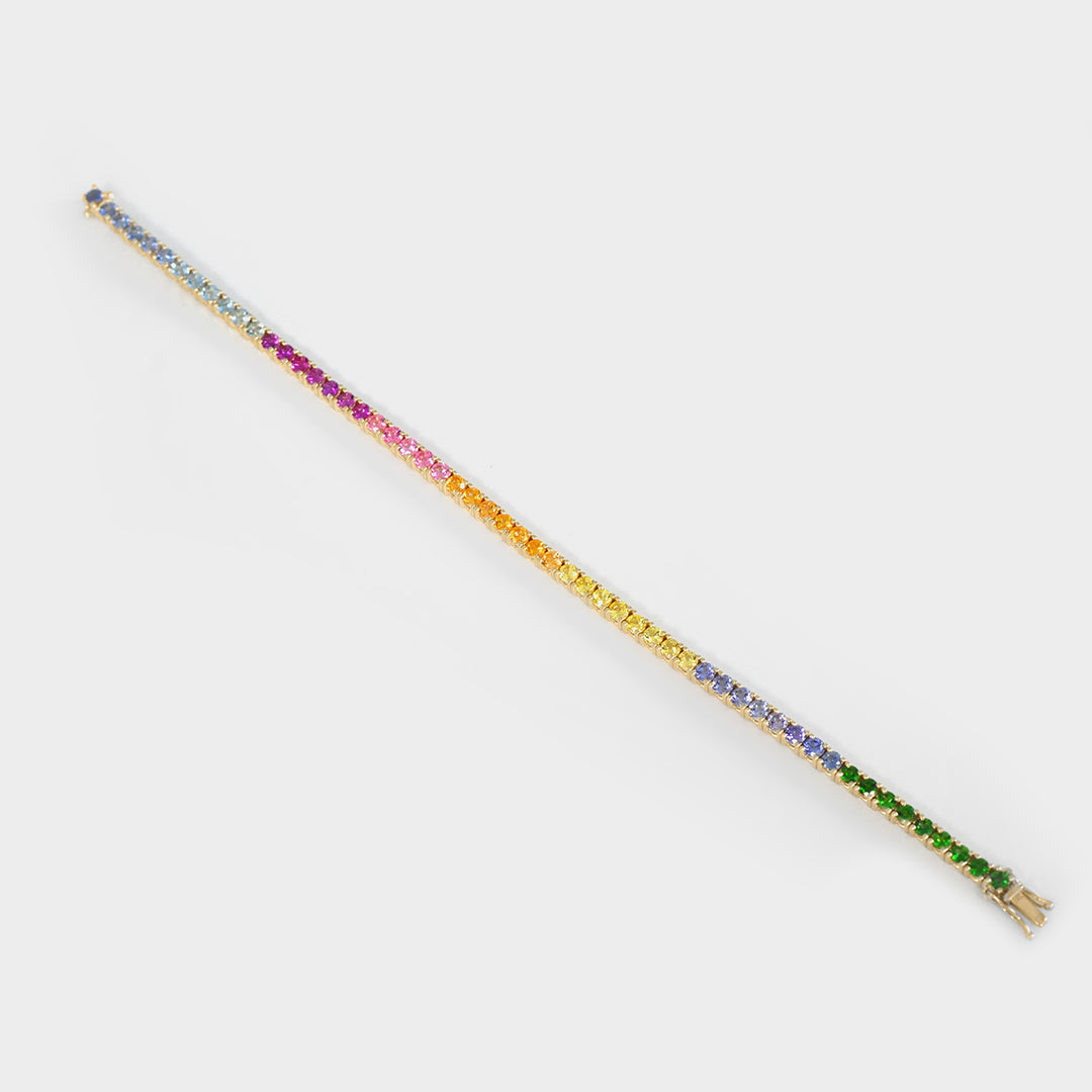 Colorfull Gemstones Bracelet in Yellow Gold