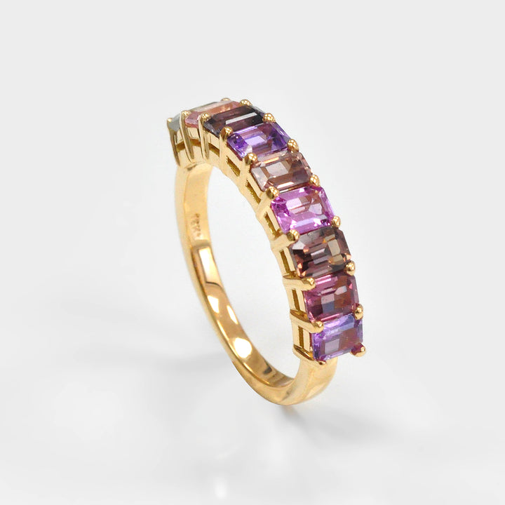 2.50 carat Fancy Colors Mix Sapphires Half Eternity Ring