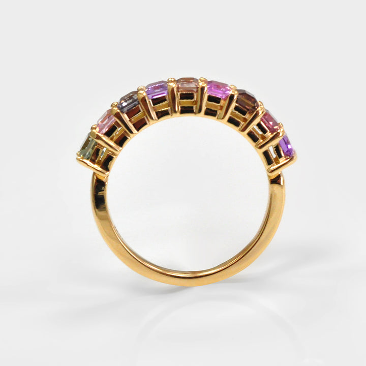 2.50 carat Fancy Colors Mix Sapphires Half Eternity Ring