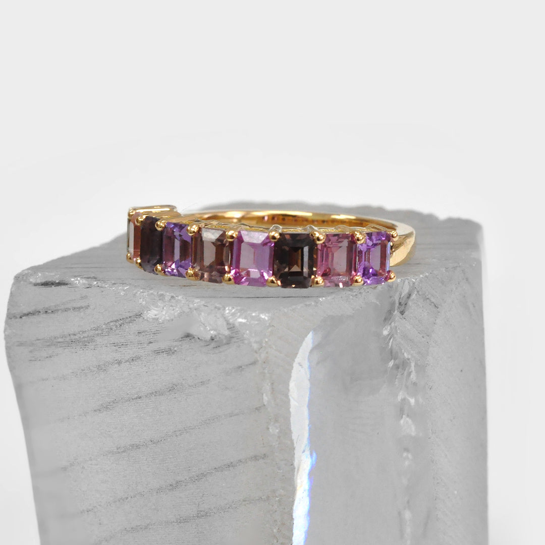 2.50 carat Fancy Colors Mix Sapphires Half Eternity Ring