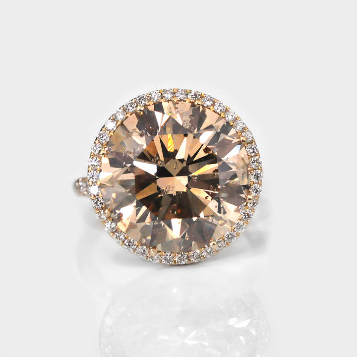 10 carat Fancy Brown Diamond Halo Ring and Side Diamonds
