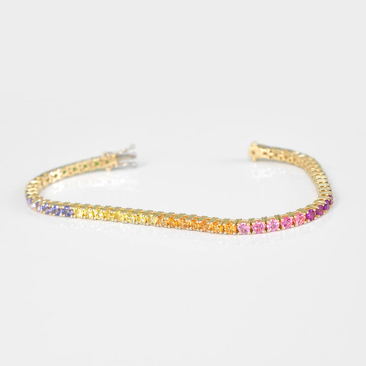 Colorfull Gemstones Bracelet in Yellow Gold