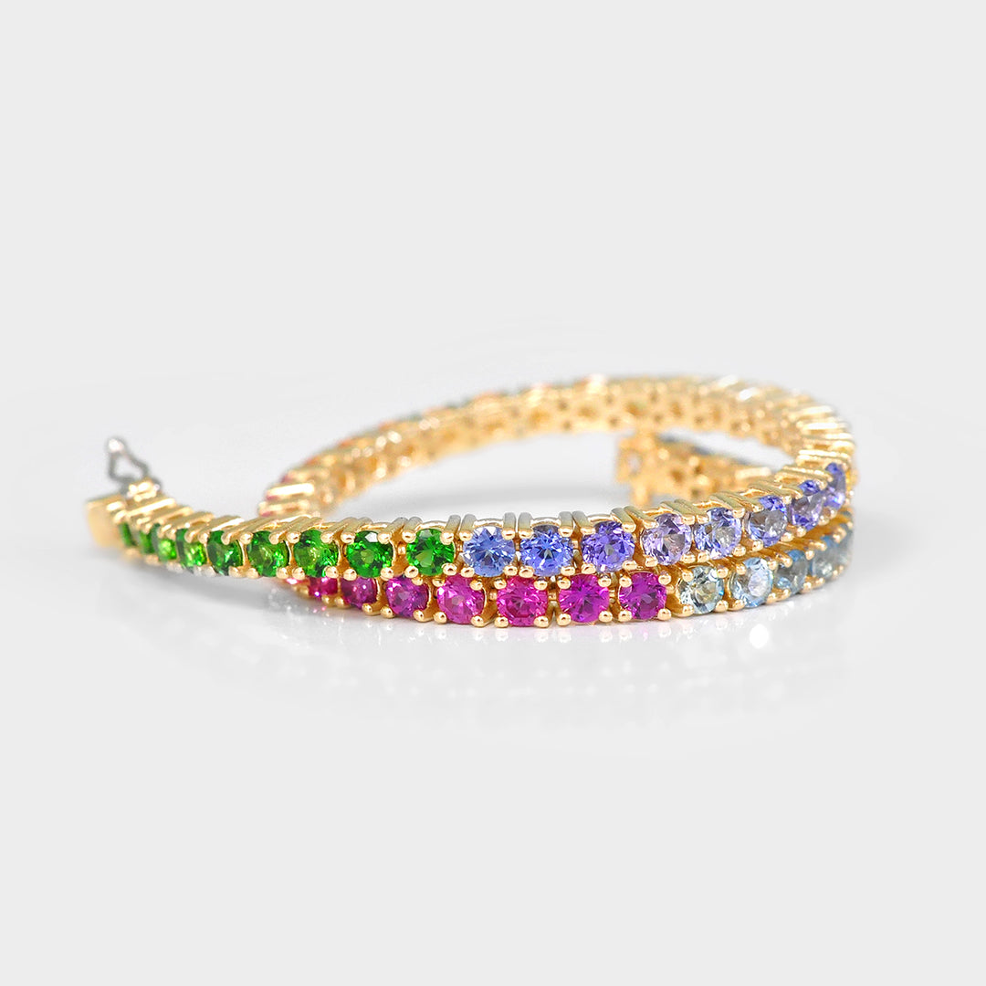 Colorfull Gemstones Bracelet in Yellow Gold