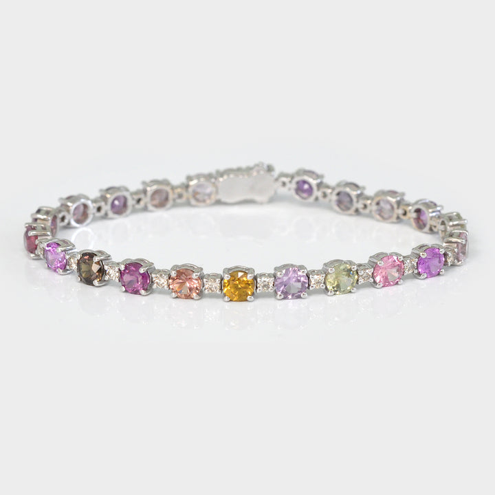 Fancy Round Shape Sapphire and Diamonds Bracelet
