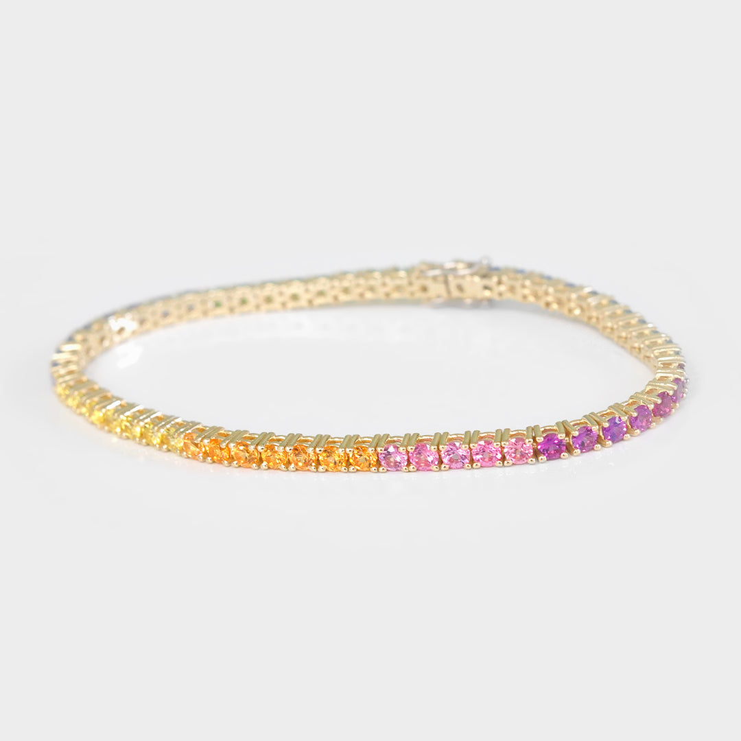 Colorfull Gemstones Bracelet in Yellow Gold