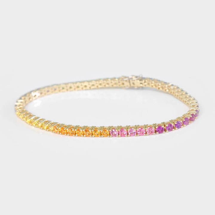 Colorfull Gemstones Bracelet in Yellow Gold