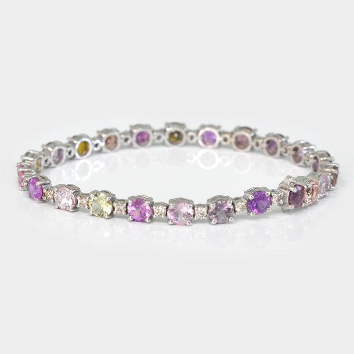 Fancy Round Shape Sapphire and Diamonds Bracelet