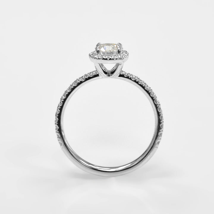 White Round Diamond Halo Ring in 14K White Gold