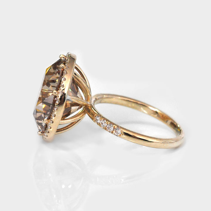 10 carat Fancy Brown Diamond Halo Ring and Side Diamonds