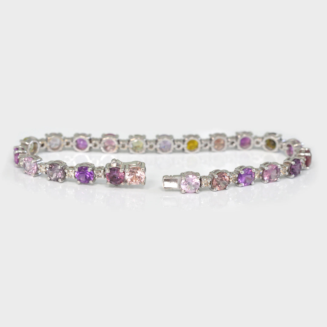 Fancy Round Shape Sapphire and Diamonds Bracelet