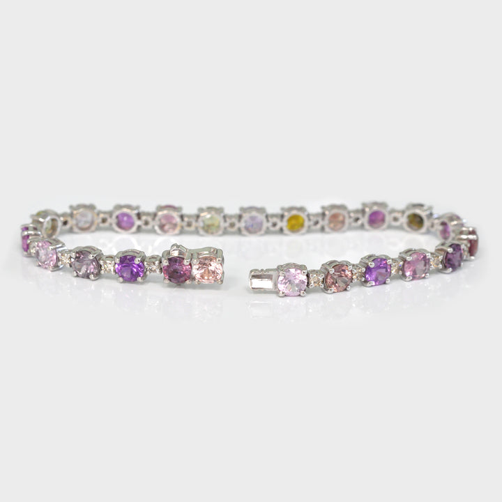 Fancy Round Shape Sapphire and Diamonds Bracelet