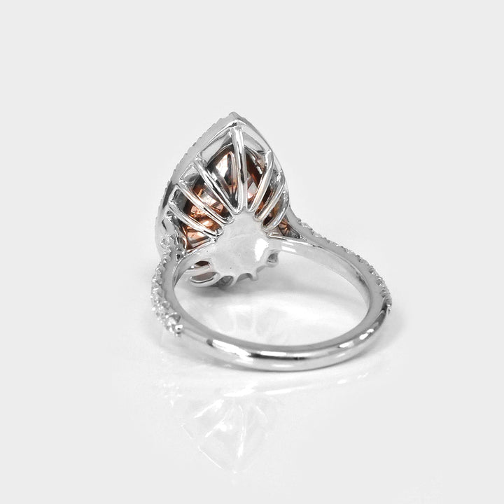 Pear Shape Fancy Pink Diamond Double Halo Ring