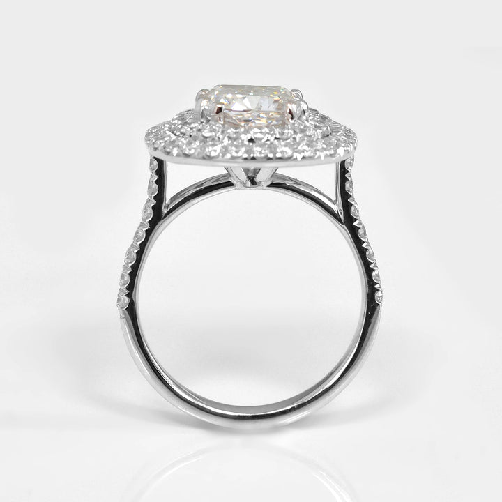 Big Diamond Double Halo Ring in 18k White Gold