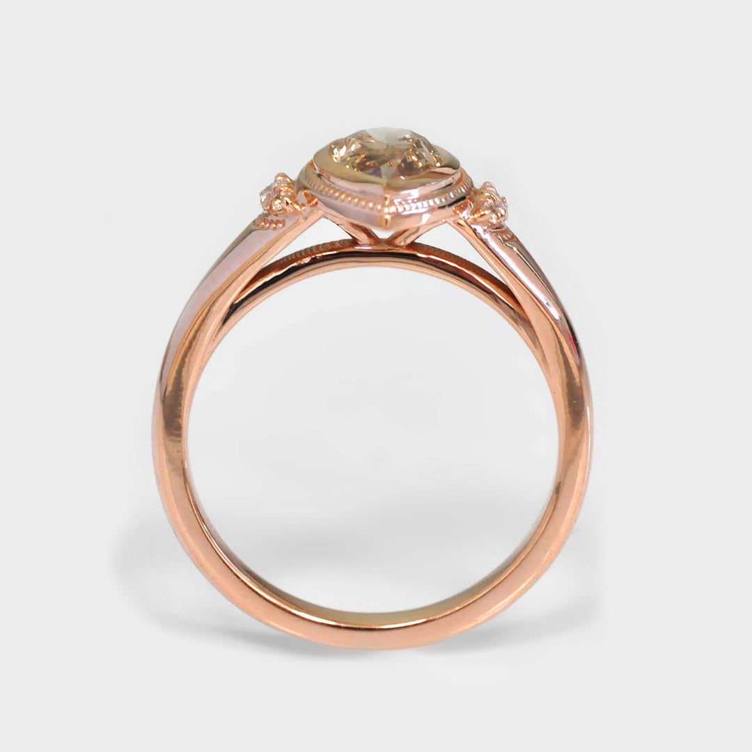 14k Rose Gold Pear Shape Engagement Diamonds Ring
