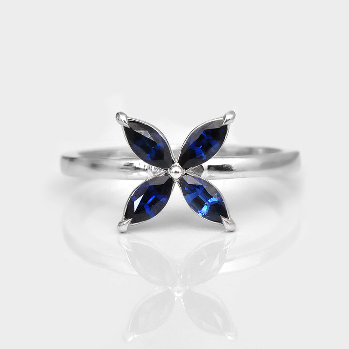 Four Marquise Blue Sapphire Ring