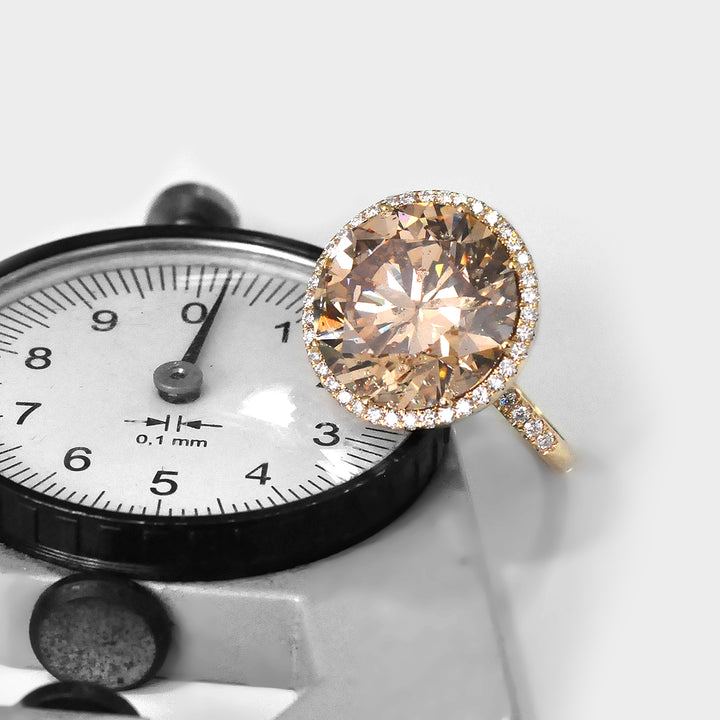 10 carat Fancy Brown Diamond Halo Ring and Side Diamonds