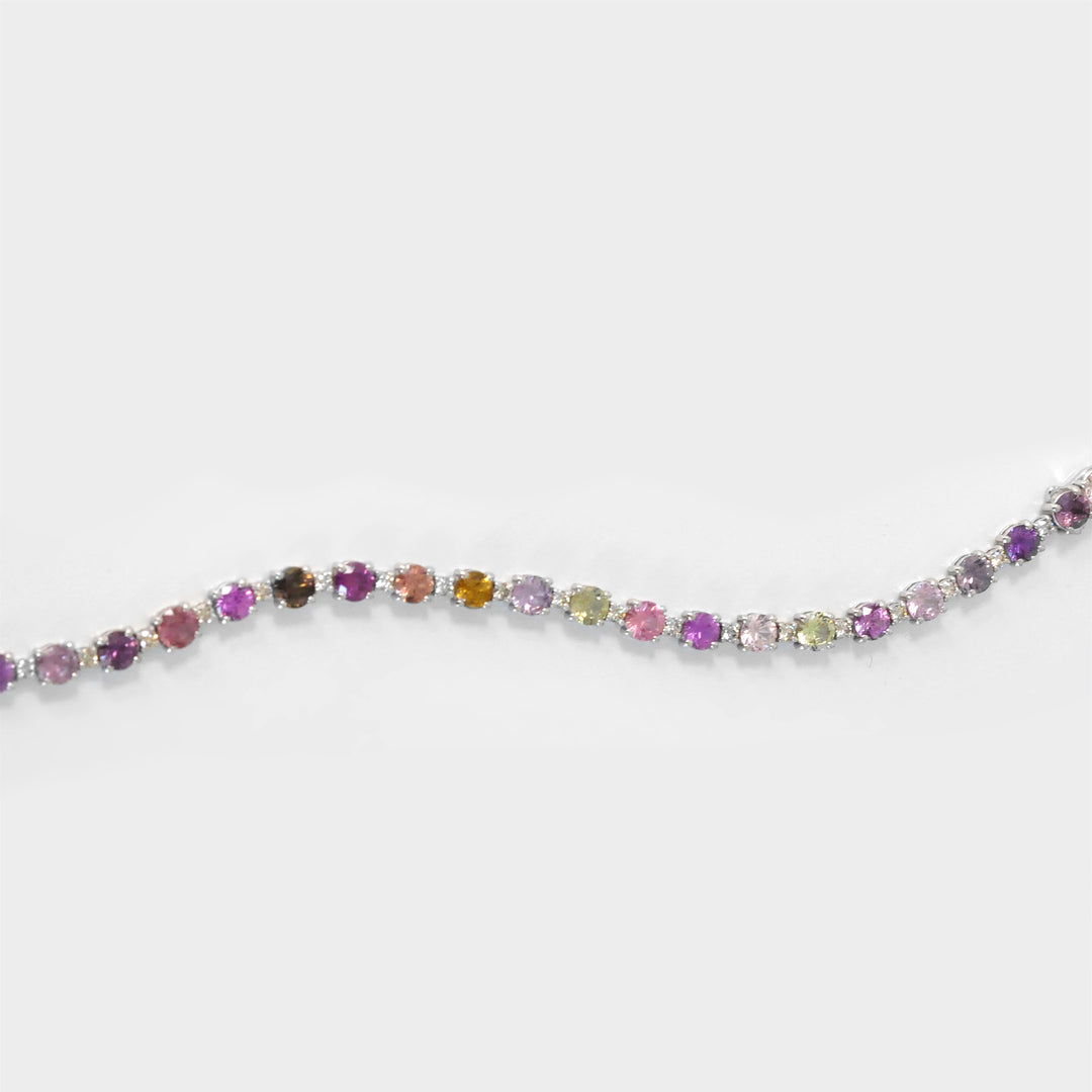 Fancy Round Shape Sapphire and Diamonds Bracelet