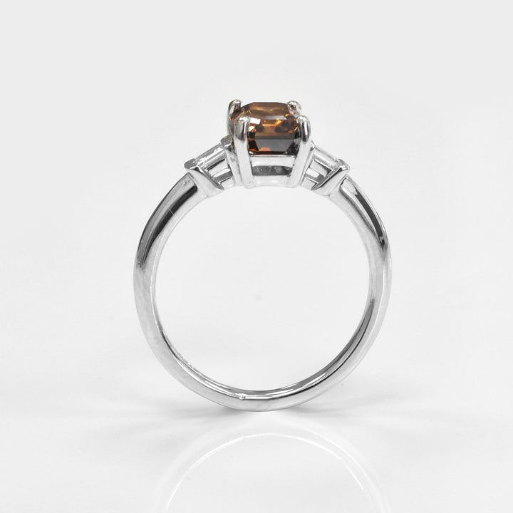 Classic 3 Stones Emerald Cut &amp; Baguettes Engagement Ring