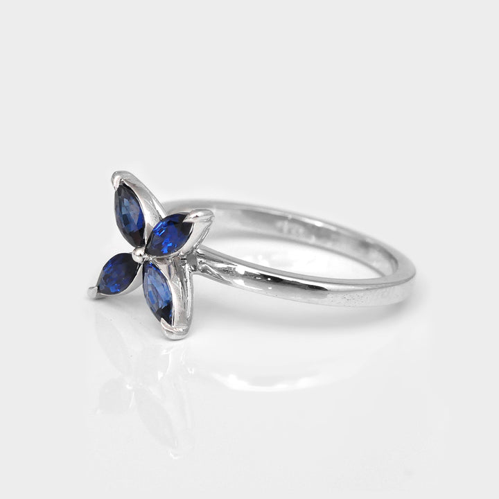 Four Marquise Blue Sapphire Ring