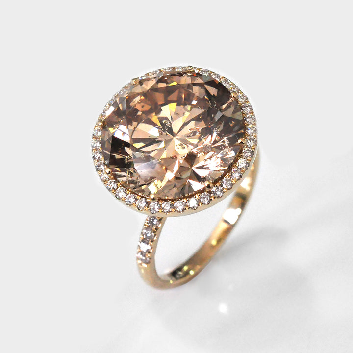 10 carat Fancy Brown Diamond Halo Ring and Side Diamonds