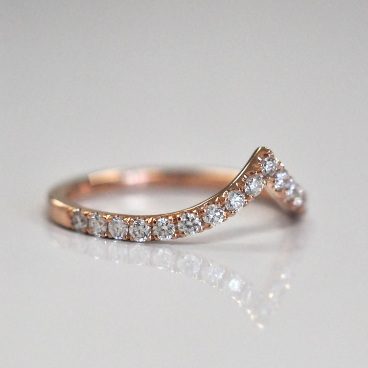 V shape Rose Gold natural diamonds ring