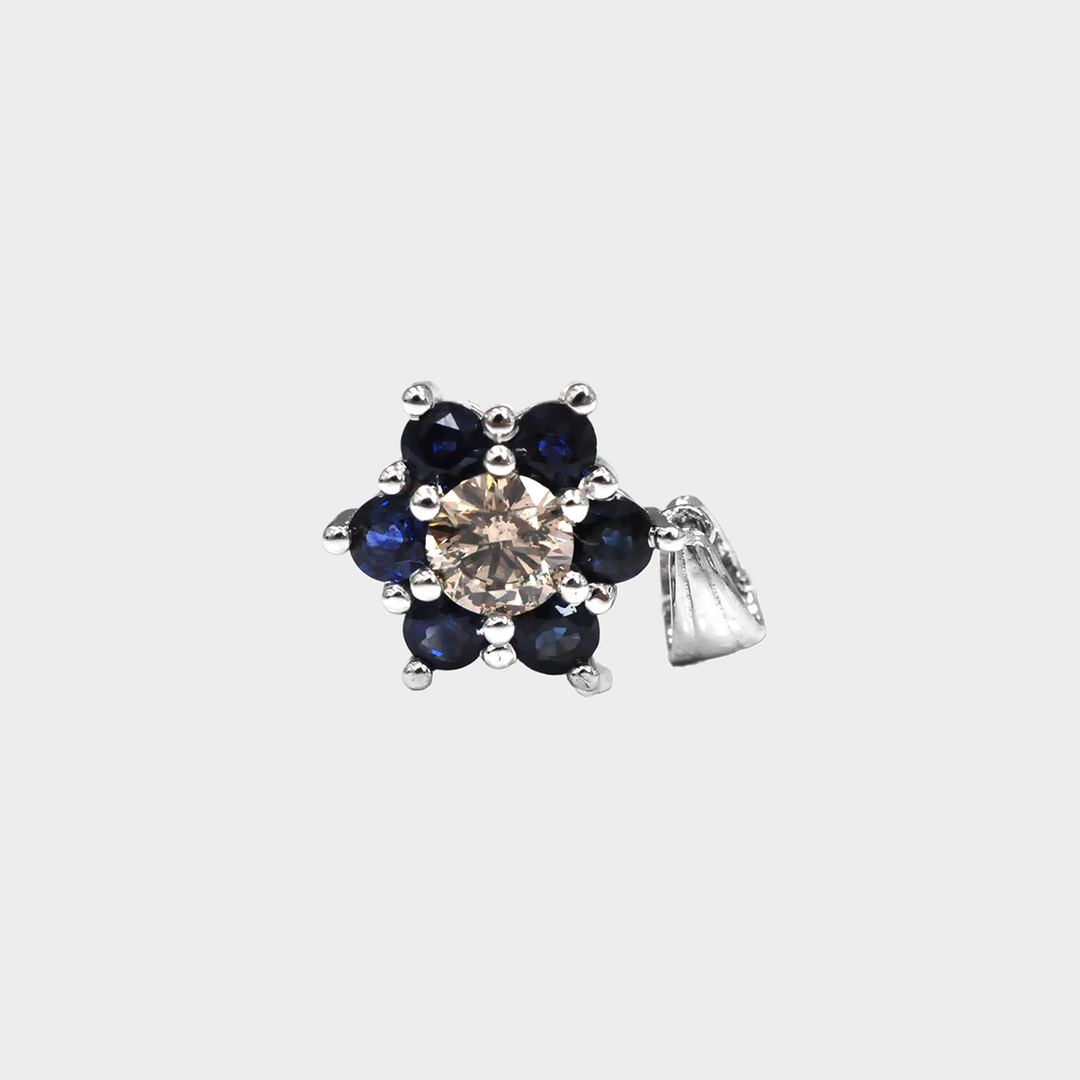 Fancy Brown Diamond and Blue Sapphires Star Pendant Necklace.