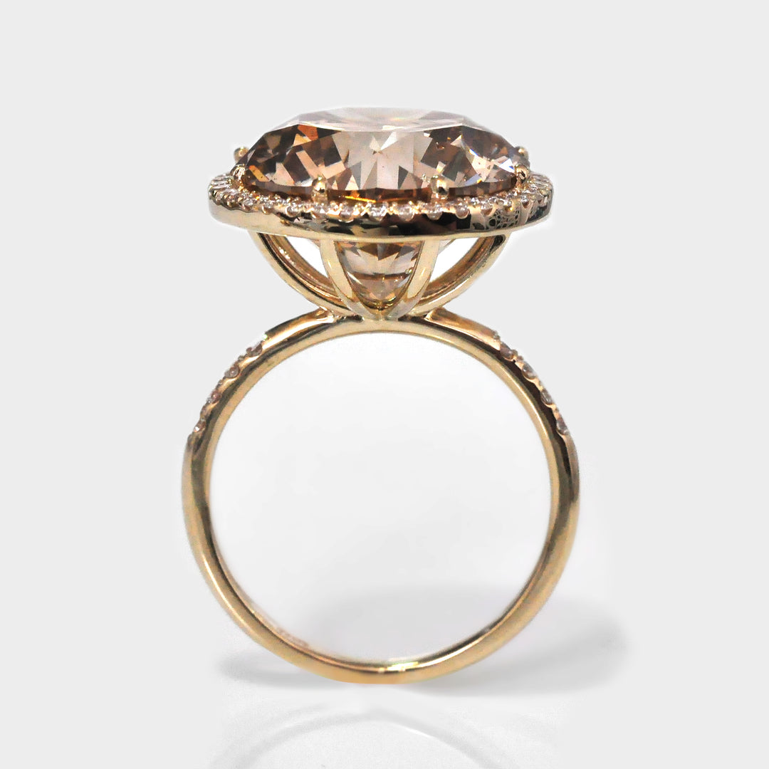 10 carat Fancy Brown Diamond Halo Ring and Side Diamonds