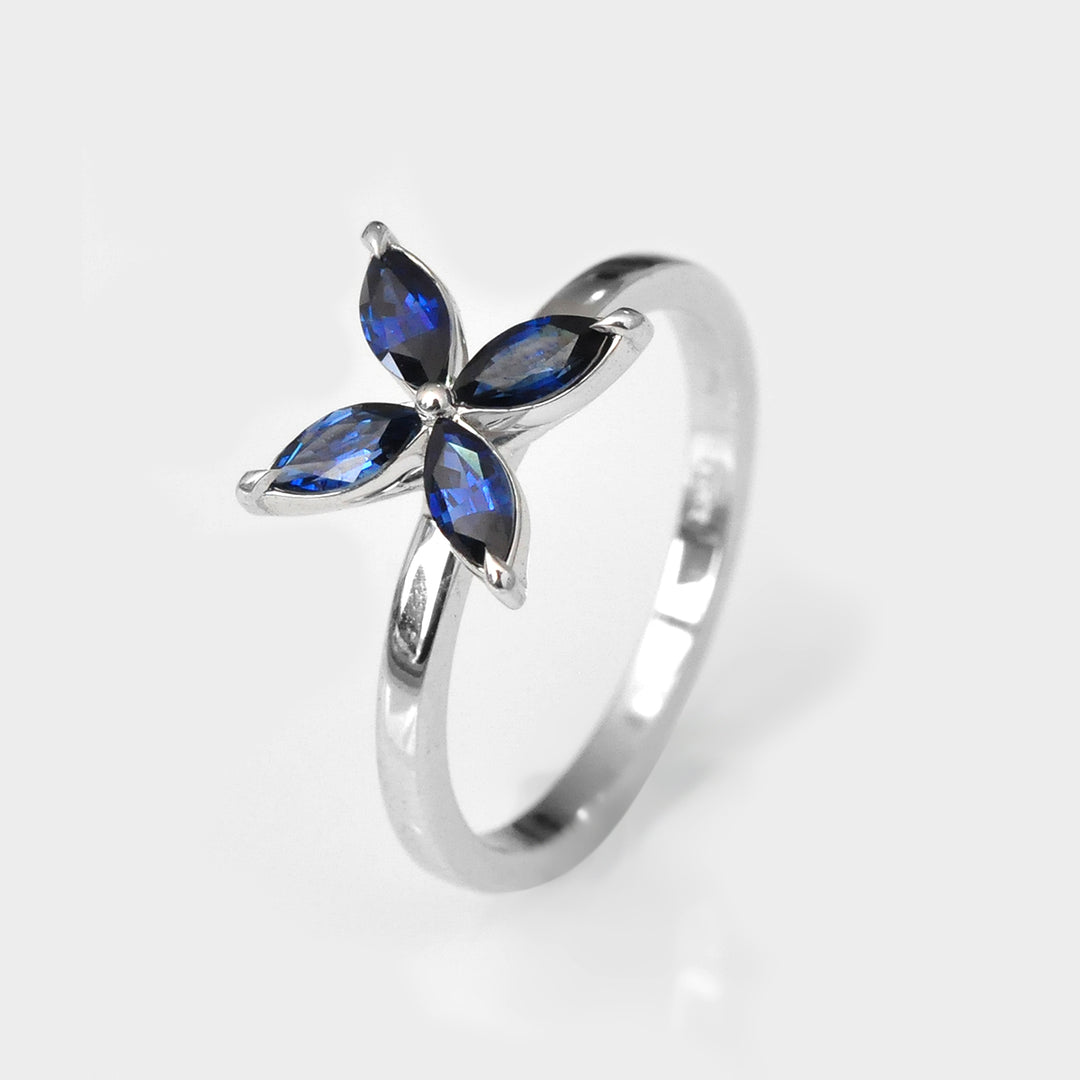 Four Marquise Blue Sapphire Ring
