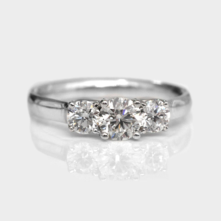 Classic White Diamonds Three Stones Engagement Ring