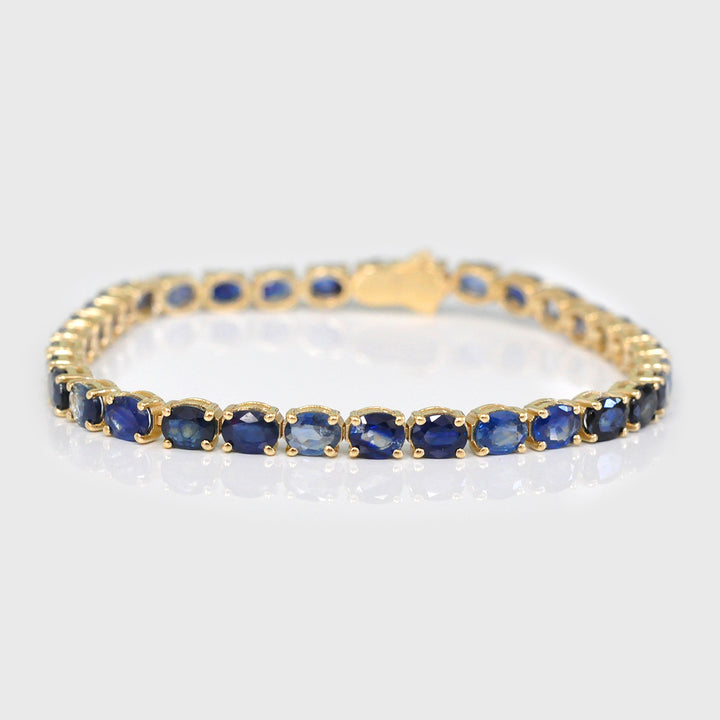 Oval Cut mix tone Blue Sapphire Bracelet