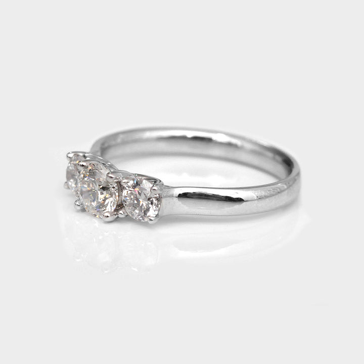 Classic White Diamonds Three Stones Engagement Ring