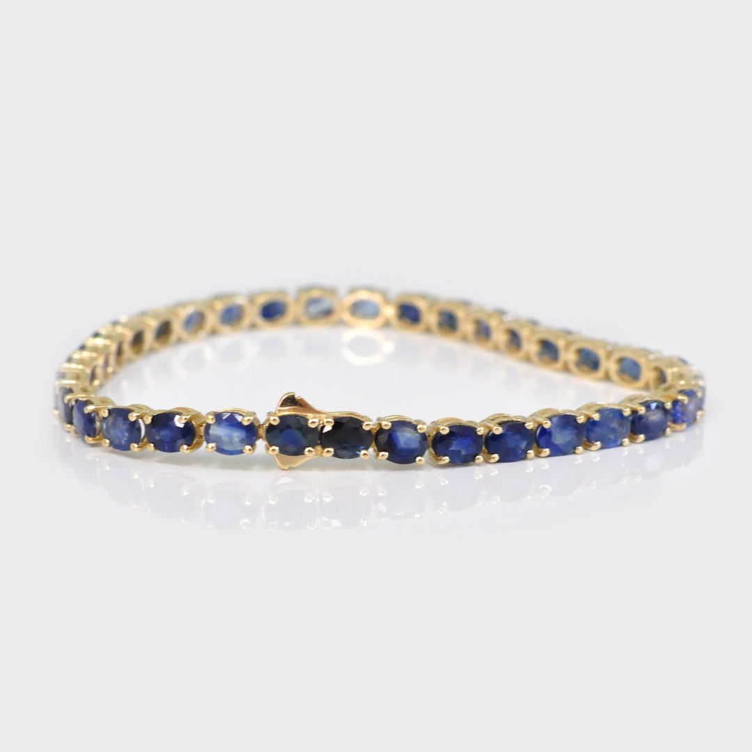 Oval Cut mix tone Blue Sapphire Bracelet