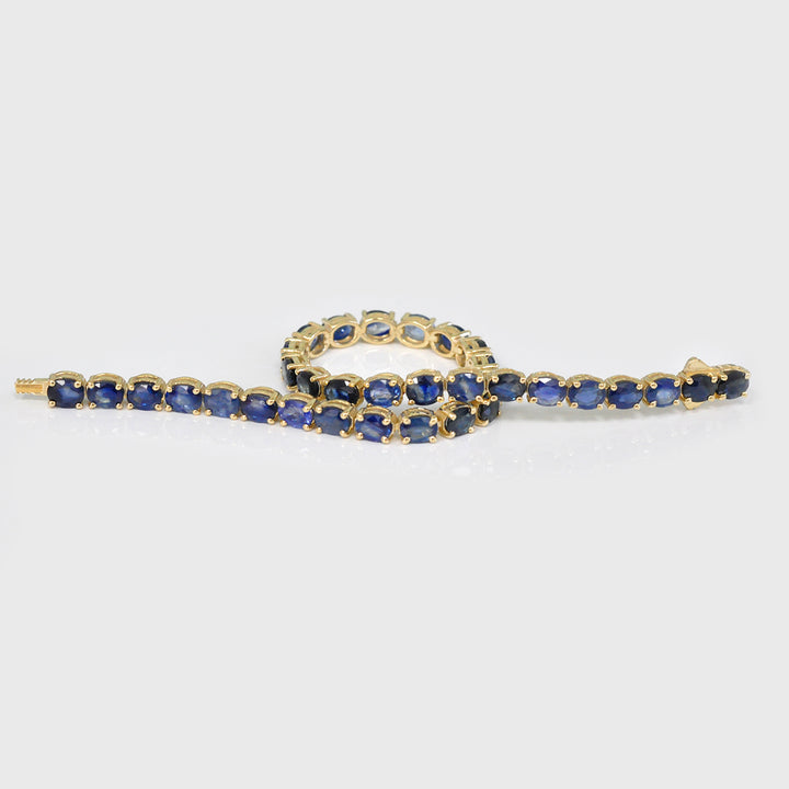 Oval Cut mix tone Blue Sapphire Bracelet