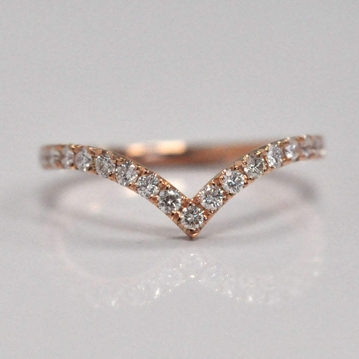 V shape Rose Gold natural diamonds ring