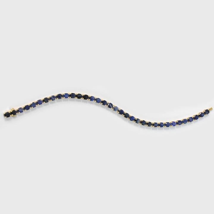 Oval Cut mix tone Blue Sapphire Bracelet